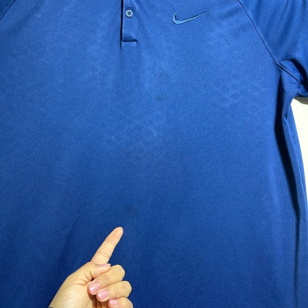 Nike Dri-FIT Blade Collar Golf Polo Shirt Blue Mens Large - Picture 3 of 9